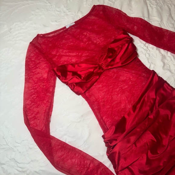 Oh Polly Red Lace Dress US 2 - Picture 4 of 7